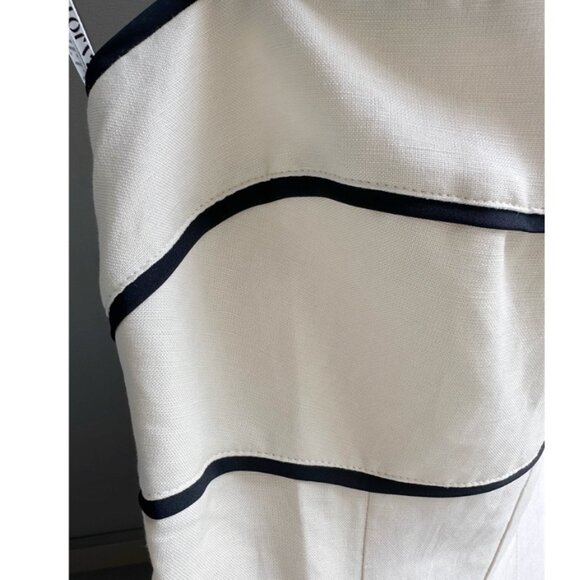 Shona Joy Billie Contrast Panelled Midi Dress Sz4 Ecru Black Halter Cocktail - Picture 13 of 13